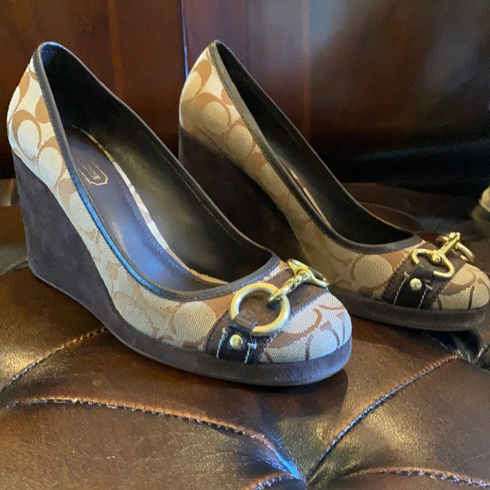 Coach monogram wedges